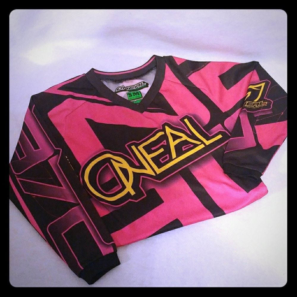 Girls Sz S/M Pink Black Motocross Jersey